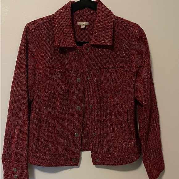 J. Jill Jackets & Blazers - J. Jill Red Tweed Jean Jacket